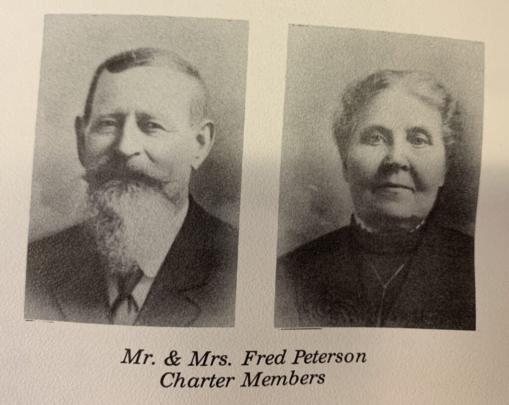 Black and white portraits of older man and woman.