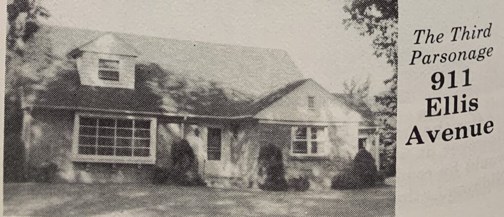 black and white photo of a house with text 911 Ellis Ave.